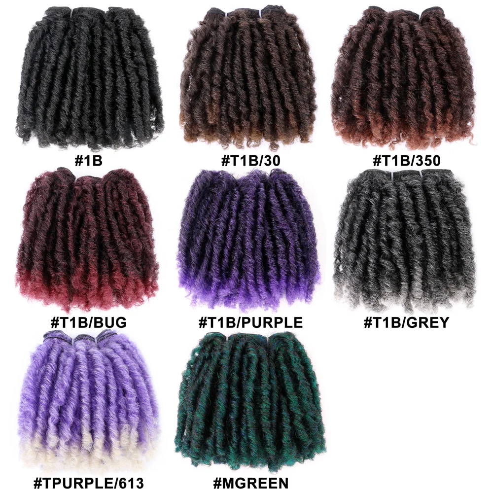 6 inch 4-packs korte dreadlocks grijs gekleurde ombre synthetische haarbundels