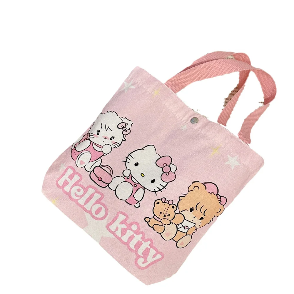 Hello Kitty Kawaii Anime Canvas Sanrio Bags Cartoon Handbags Large Capacity Satchel Casual Tote Women Commuter Backpacks Gifts