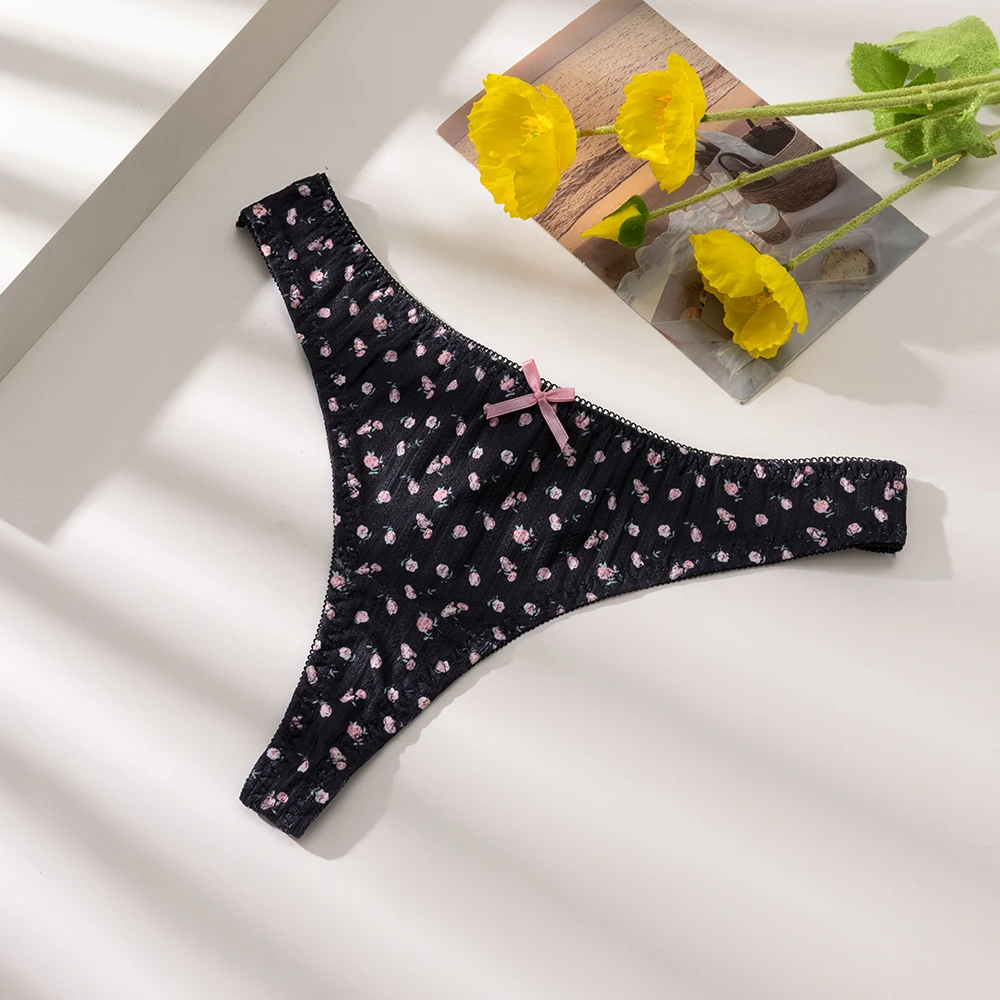 WarmSteps - Juego de 3 Tangas de Cintura Baja para Mujer, con Estampado Dulce y Moderno, Ropa Interior Suave y Cómoda, Sexy, Talla Grande, T-Back