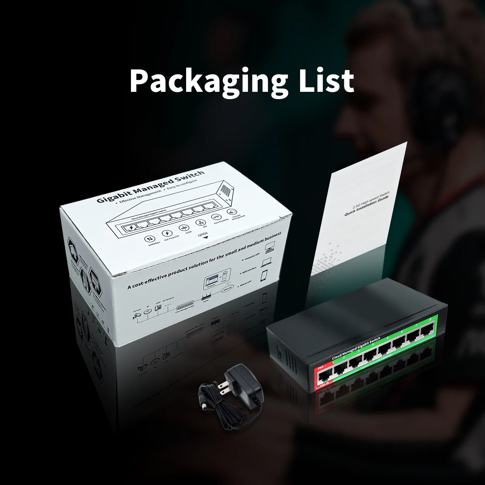 Cloud management 8 ports 10/100/1000Mbps Gigabit switch, with APP/WEB management