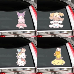 Sanrio Kawaii Car Scratch Blocking Sticker Kuromi Hello Kitty My Melody Motorcycle DecorationSticker Children's Toy BirthdayGift