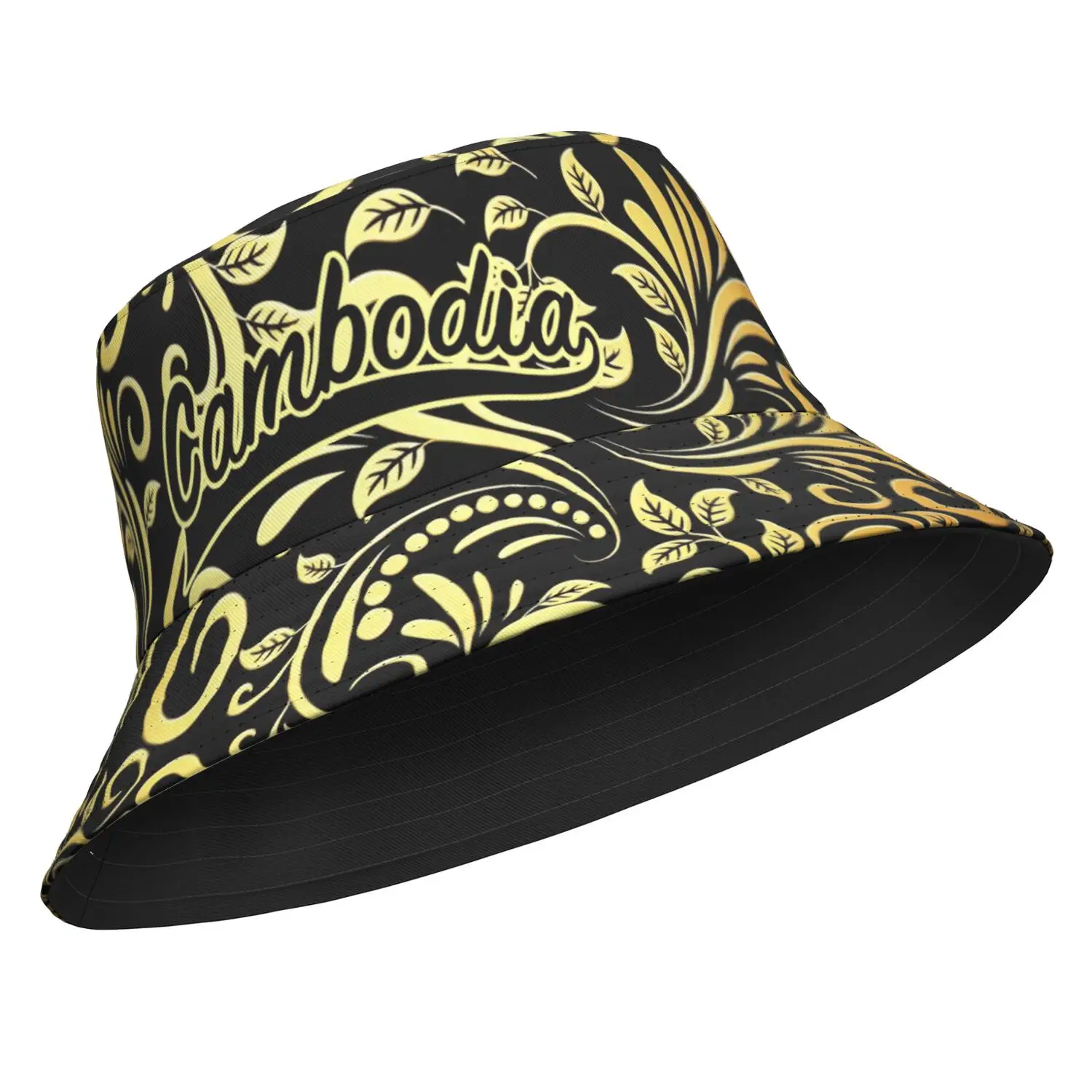 Cambodia Fisherman Hats Custom Name Number Team Logo Bucket Cap Travel Khmer Cambodian Kingdom Nation Flag Photo Headgear