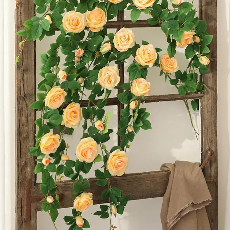 Rosa Artificial, plantas falsas, decoración de vid, rosas colgantes de pared, accesorios de decoración del hogar, telón de fondo, corona decorativa de boda