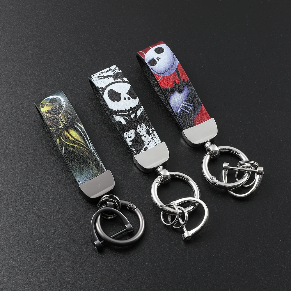 Disney The Nightmare Before Christmas Keychain Movie Figure Jack Skellington Keyrings Men Holiday Jewelry Accessories