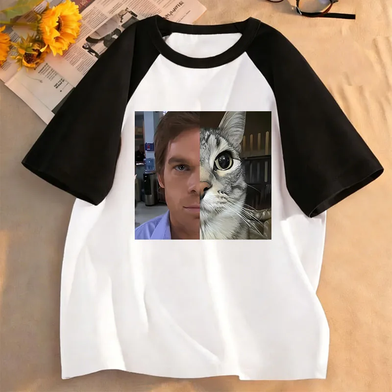 Y2k Lässiges Rundhals-T-Shirt mit Katzen-Print Manga Kinder T-Shirt Jungen Mädchen Sommer Frühling Casual Top Tee