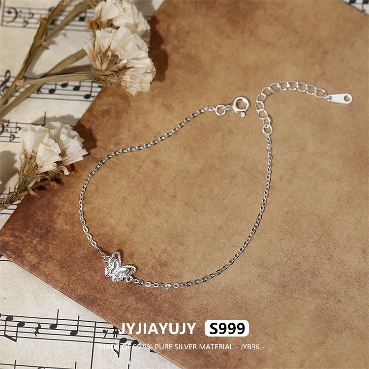 

JYJIAYUJY 100% Whole Original Fine Silver S999 Bracelet In Stock Butterfly Fashion Jewelry Gift Daily JYB96