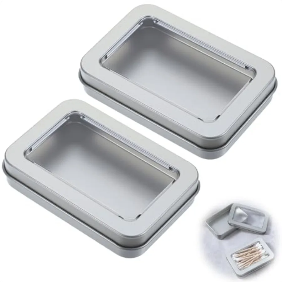 2 Buah Tempat Kapas untuk Perjalanan, Kotak Qtips dengan Tutup Anti Debu, Tempat Kapas Logam Kosong, Portabel, Kecil, untuk Perjalanan dan Perawatan Gigi