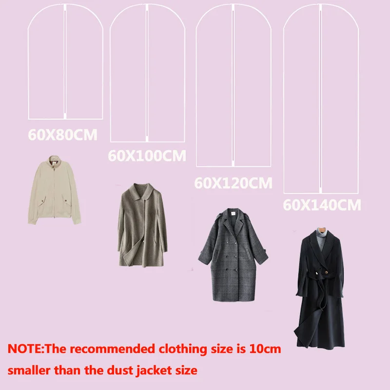 Kleidung Hängen Staub Abdeckung Hochzeit Kleid Abdeckung Anzug Mantel Lagerung Tasche Transparent Vollständig Geschlossenen Kleidung Abdeckung Mit Reißverschluss – Detail 1