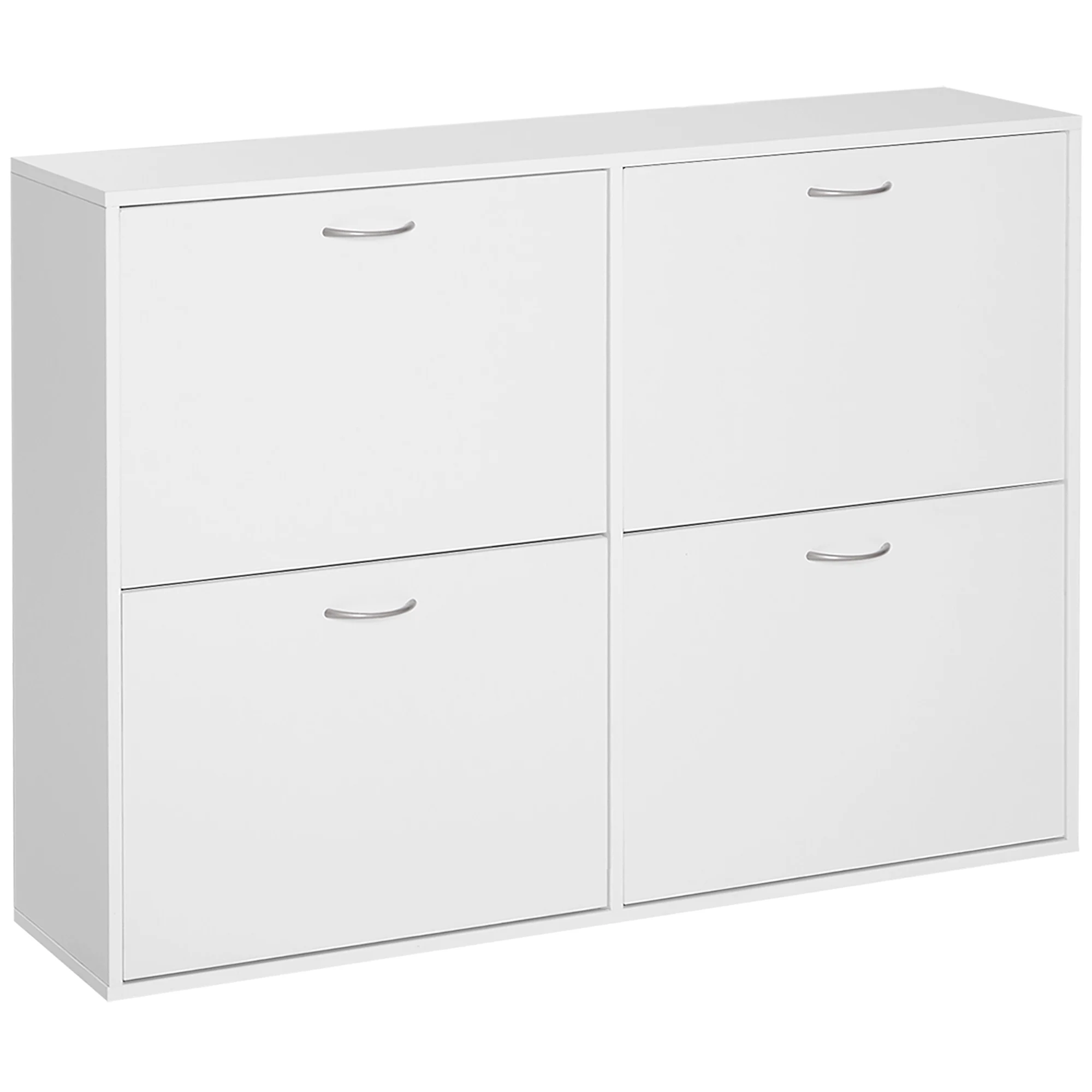 HOMCOM White Shoe Cabinet Modern Shoe Cabinet with 4 Drawers and Adjustable Shelves for 16-24 Pairs of Shoes for Aisle Entrance 120x24x81 cm