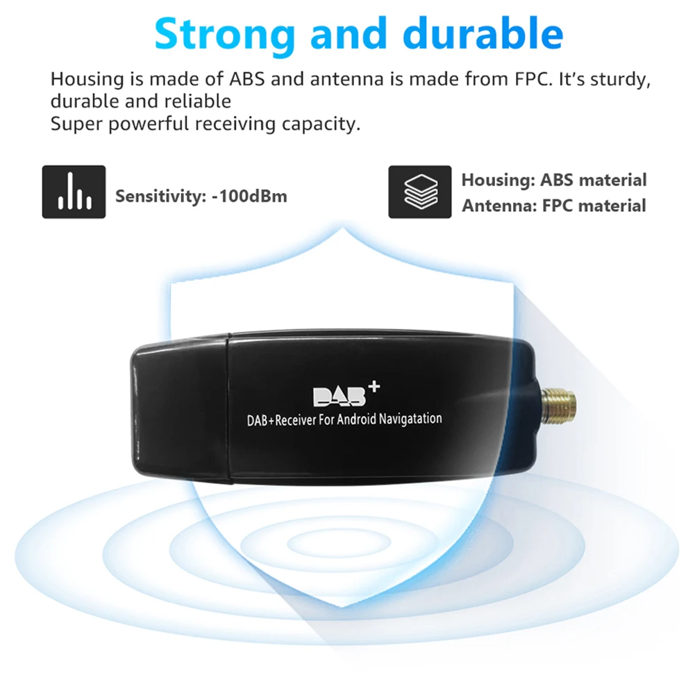 DAB+ Receiver Antenna Aerial Car DAB+ Box USB Interface Car Radio Antenna Receiver Portable for Android 5.1 and Above Car Radio