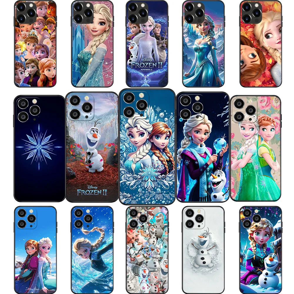 AK-19 Frozen Elsa Anna Soft Case For iPhone 15 14 13 12 11 Mini Max Pro Plus