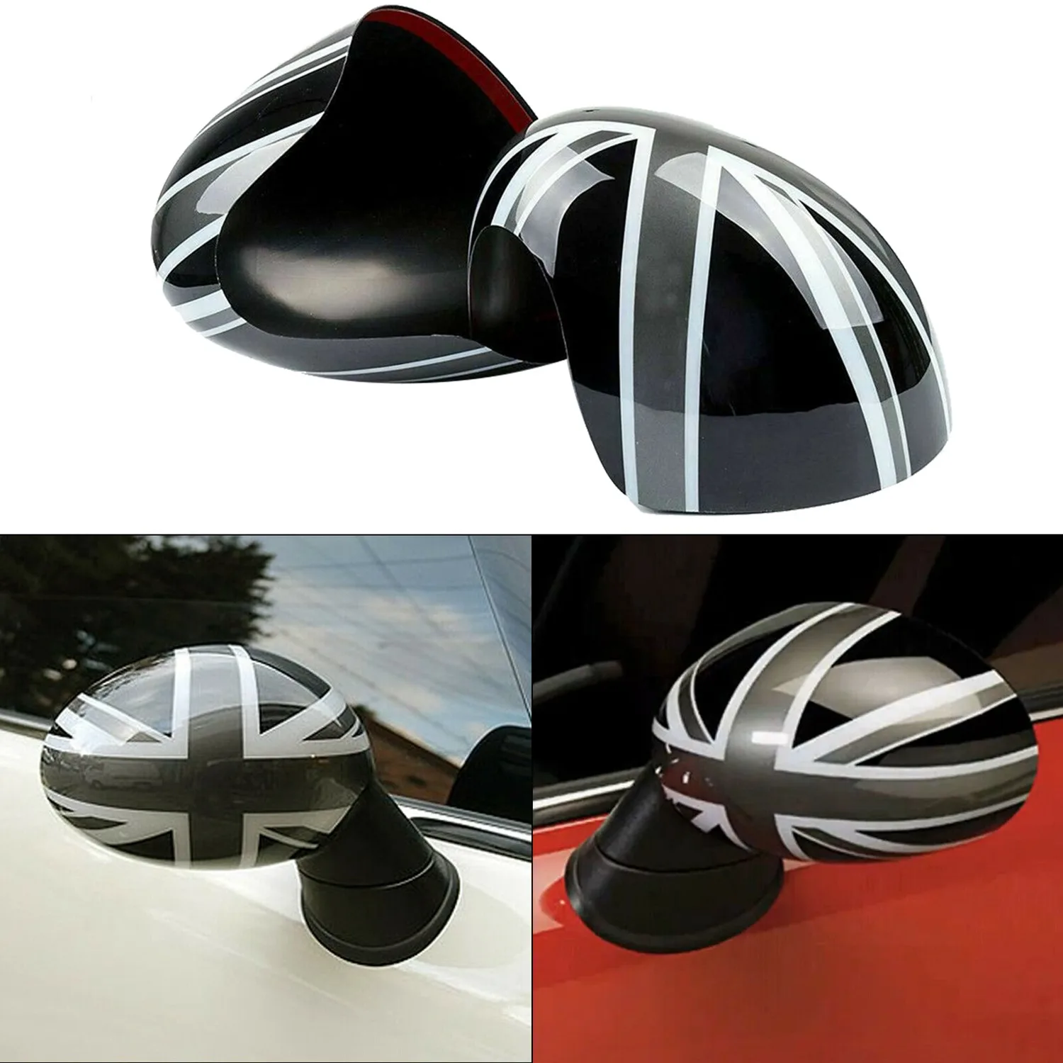 Car Door Side Mirror Cover Caps for Mini Cooper Hardtop F54 F55 F56 F57 F60 Series Black&Gray UK Flag