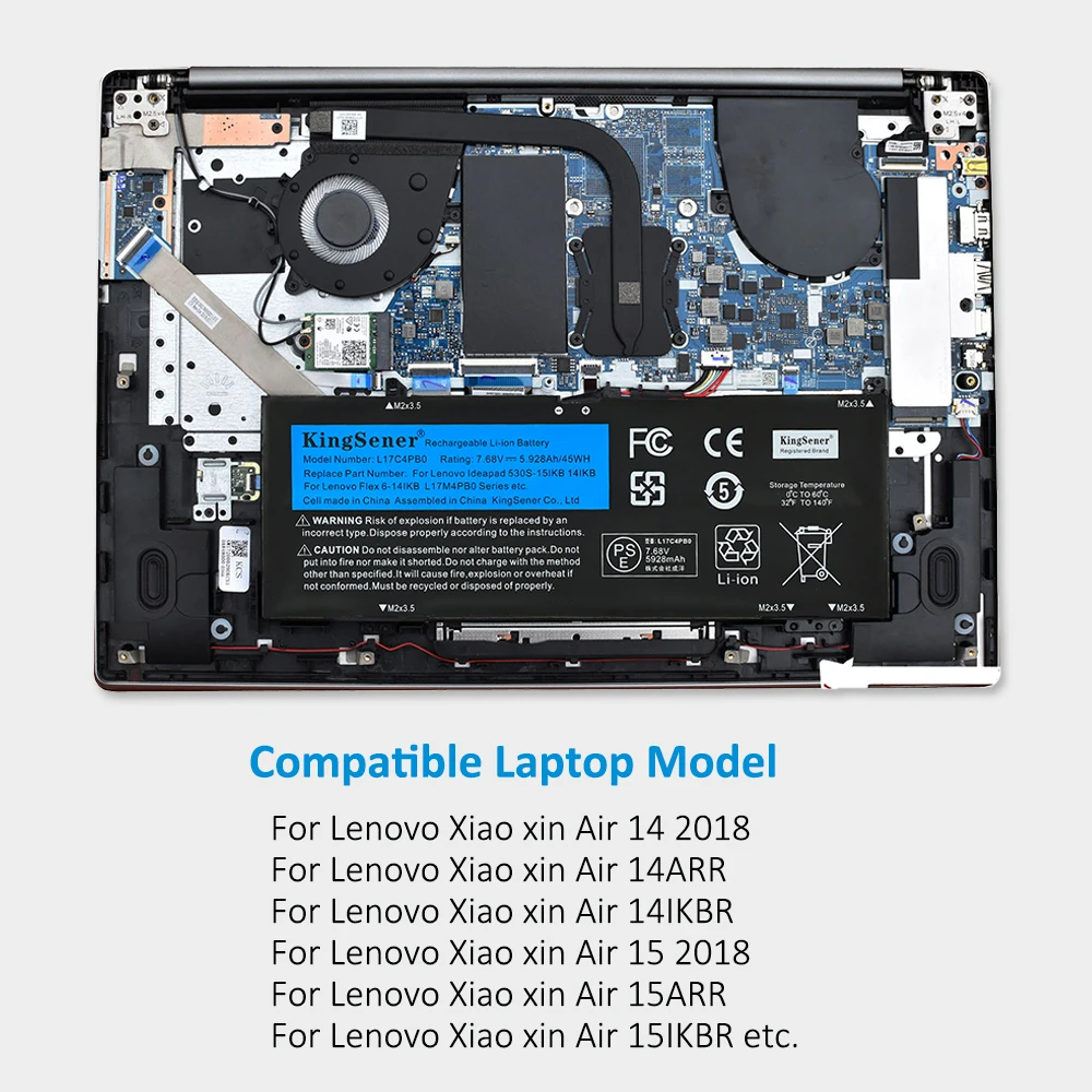 KingSener L17C4PB0 Laptop Battery For Lenovo Xiaoxin Air 14ARR 14IKBR 15ARR 15IKBR Ideapad 530s-14IKB 530s-15IKB L17M4PB0 45WH