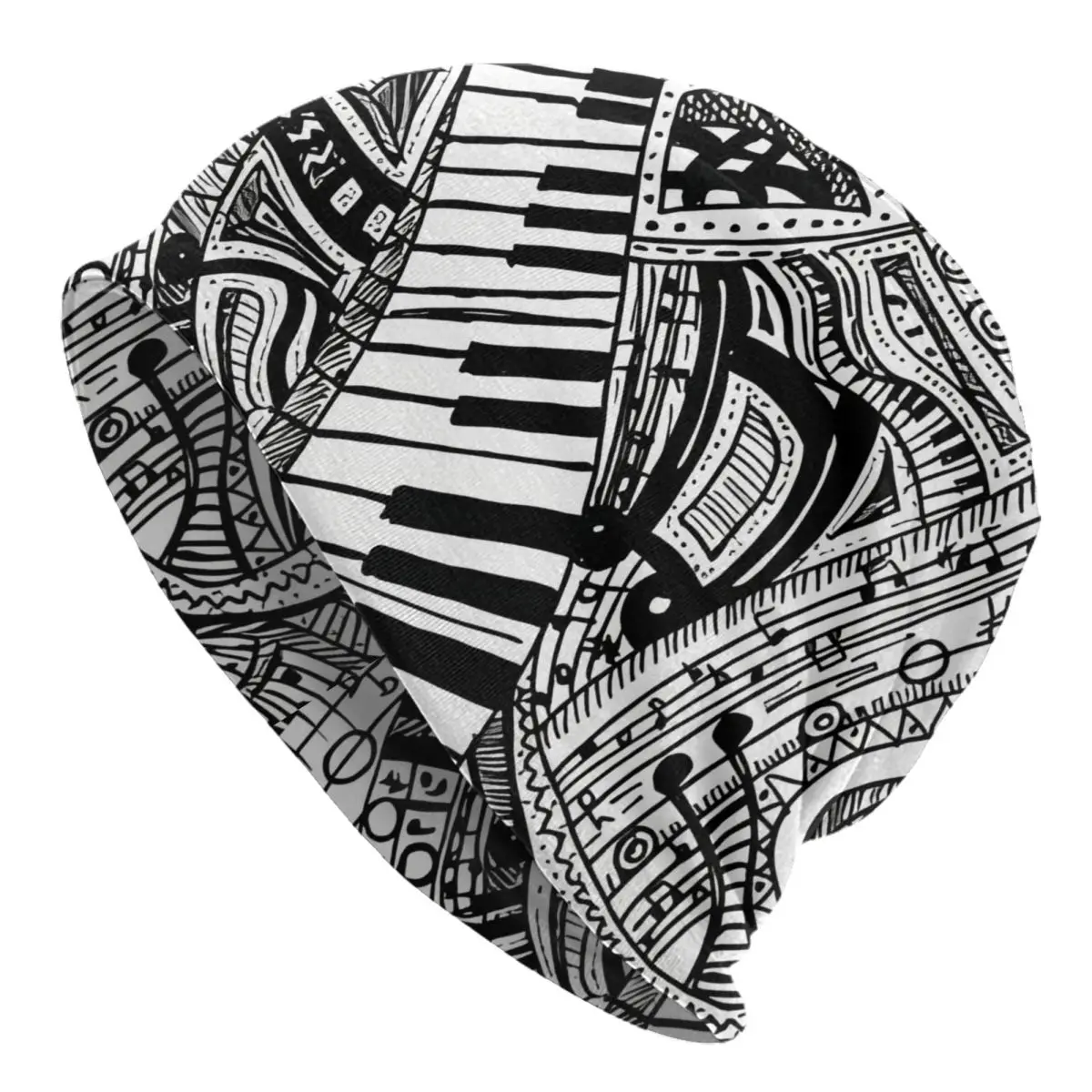 Classical Music Doodle Bonnet Outdoor Thin Skullies Beanies Caps For Men Creative Hats