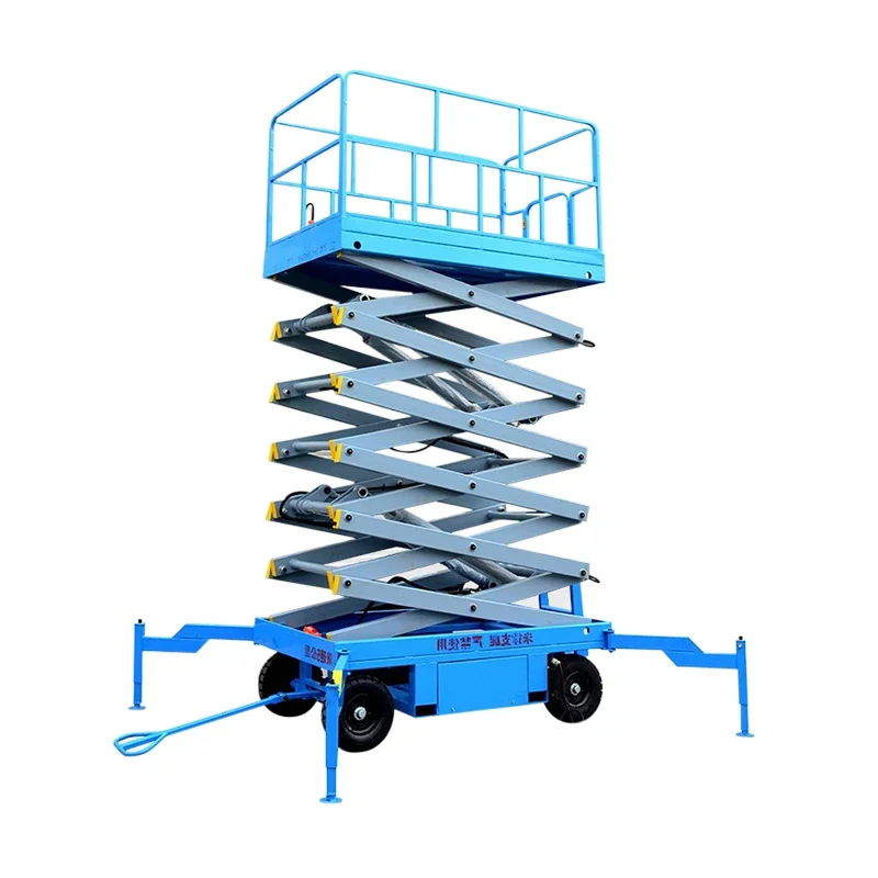 高油圧電動リフト,空中シザータイプのリフト,作業プラットフォーム,貨物リフト機,230kg, 300kg, 500kg