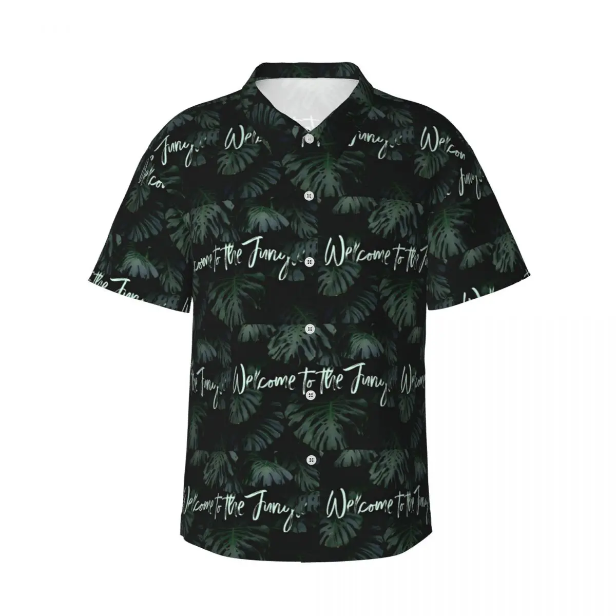 Welcome To The Jungle Tropical Digital Men's Shirts Hawaiian Short Sleeve Shirt Casual Lapel Tops for Summer Beach
