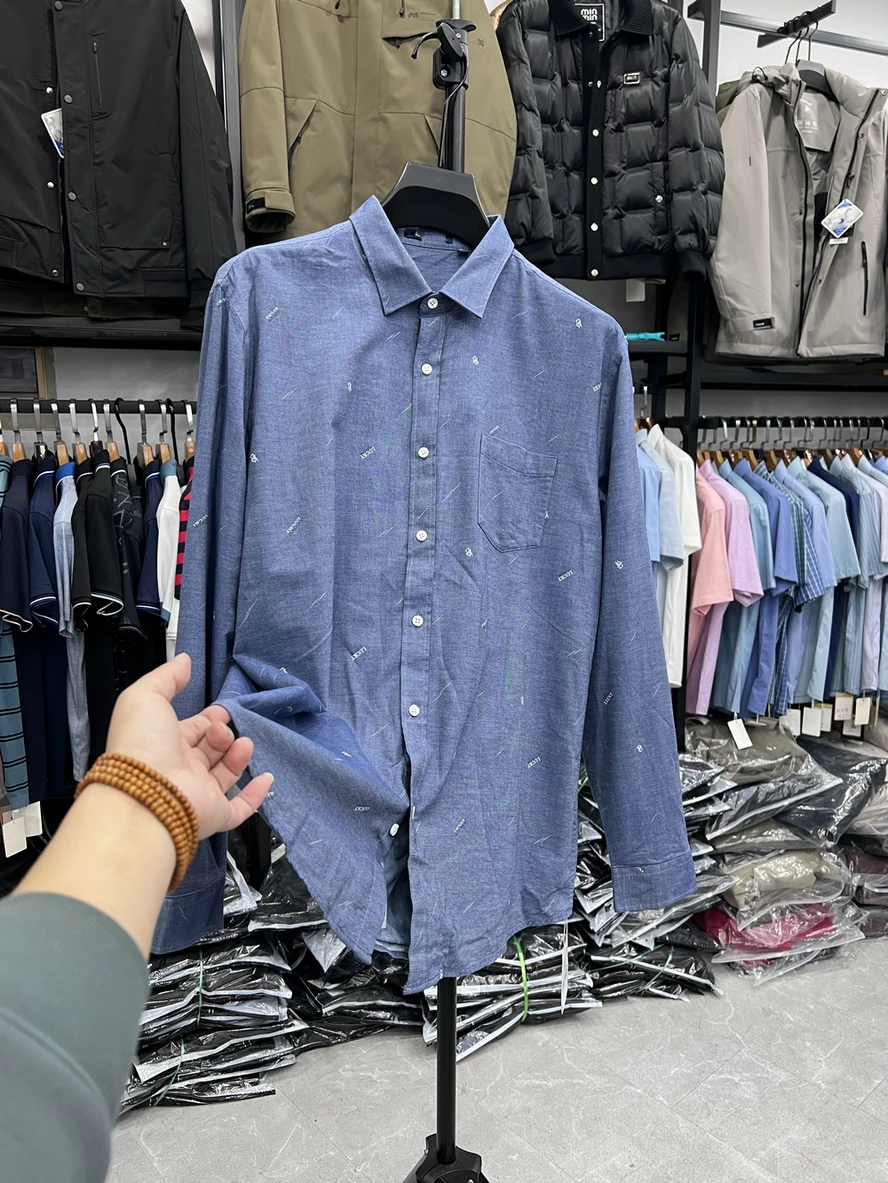 

Warmth Thiened Men's Long Sve Fce Lined Cotton Wool Blend irt No Tagging Dad's Sle Busin Casual Stand Fit
