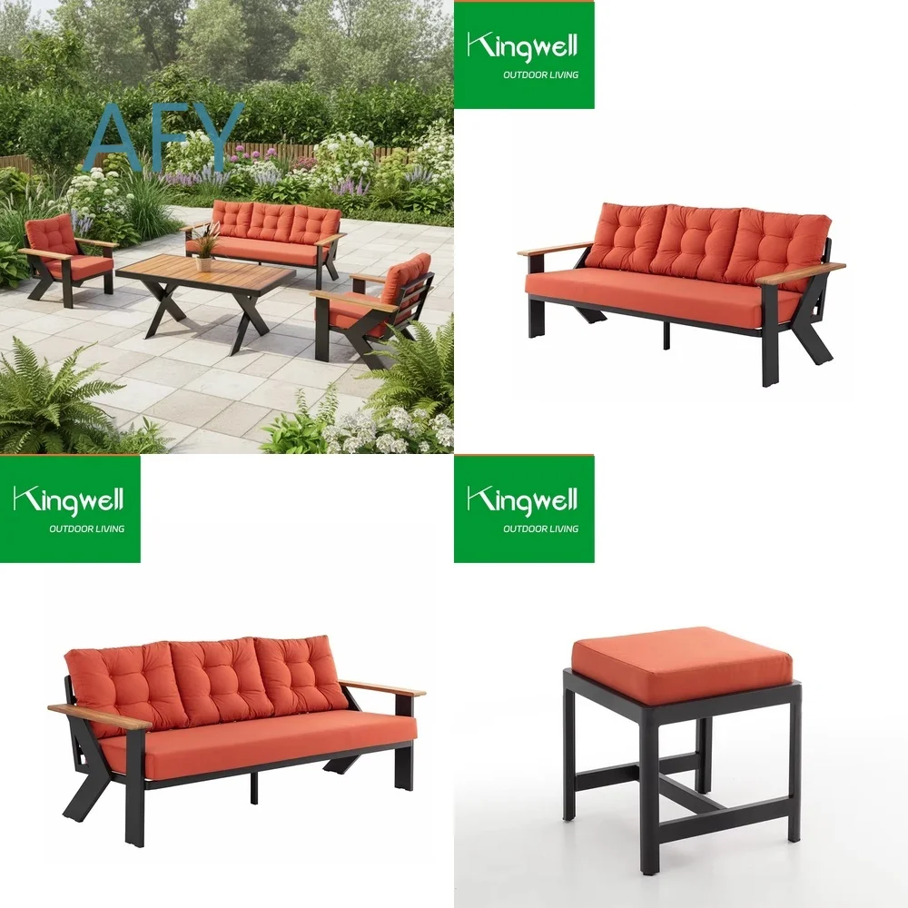 High-End Aluminum Outdoor Garden Sofa Set 5-Piece Terrace Furniture for Hotels Patios Balconies Modern Minimalist Design for