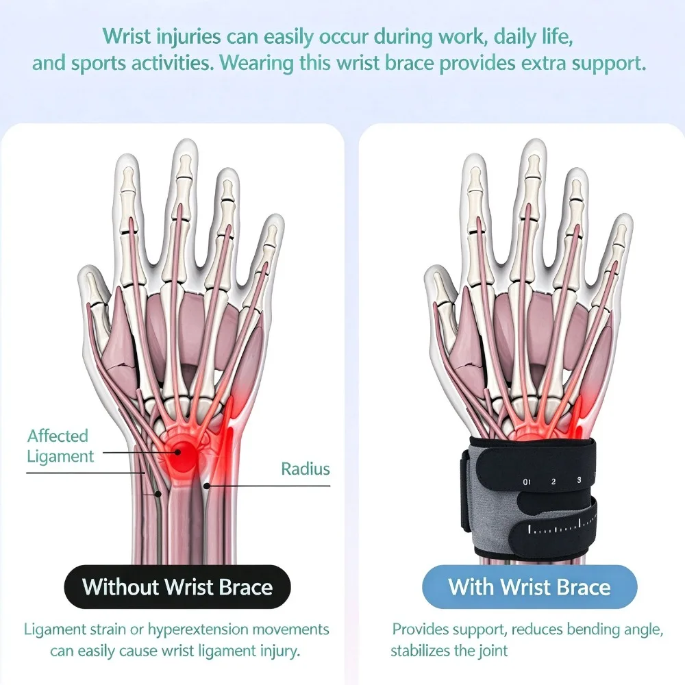 Adjustable Wrist Support Brace with Buckle , Wrist Compression Strap for Sports Gym Workout, for Carpal Tunnel Wrist Tendinitis