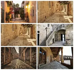 Laeacco Ancient city alley Backdrop Stone Town Journey Photography Customizable Photo Backgrounds For Photo Studio