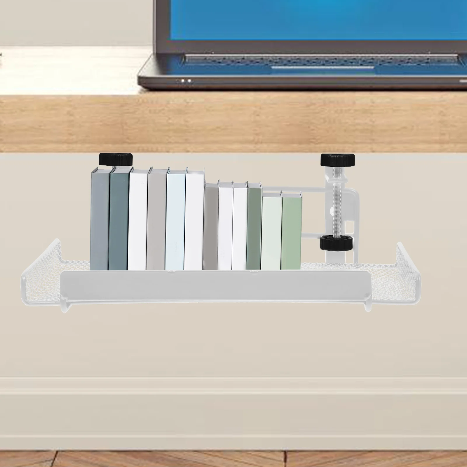

Desk Storage Tray Clamp ganizer White Cord Box Cable Management under Desk Spacious Carbon Steel Office Home Studio