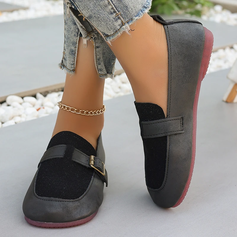 Spring and Summer Women's Fashionable Patch-style Design Retro Loafers 2026 New Non-slip Comfortable One-legged Flat Shoes
