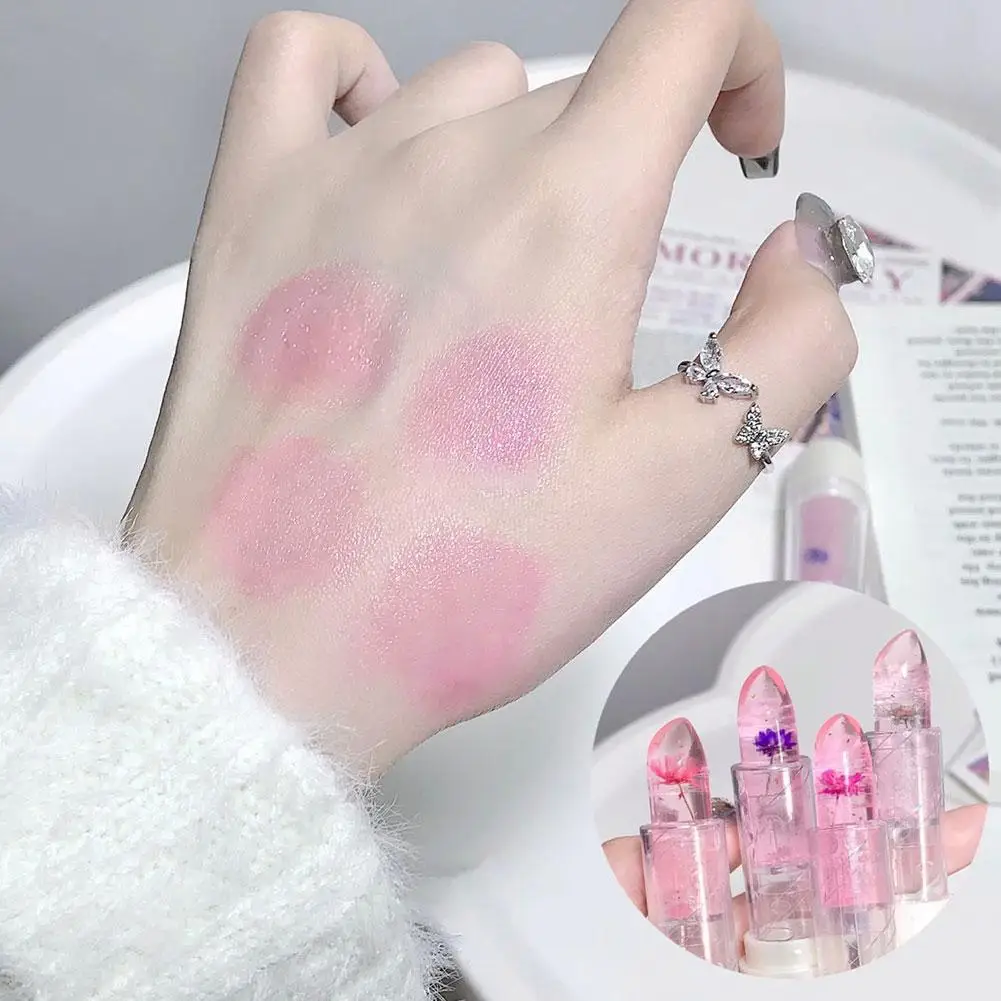 Flower Transparent Lipstick Moisturizer Crystal Jelly Changing Color Mirror Care Lips Balm Lip Temperature Water Makeup B0r9