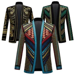 High-end Luxury Court Banquet Cardigan Suit Jacket 2024 New Men Stand-up Collar Embroidery Wedding Dress Coats