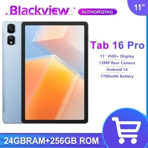 Blackview Tab16 Pro 태블릿, 11 인치 FHD + 디스플레이, 24GB(8 + 16) RAM + 256GB ROM, 안드로이드 14 13MP 후면 카메라, 7700mAh 배터리 태블릿 