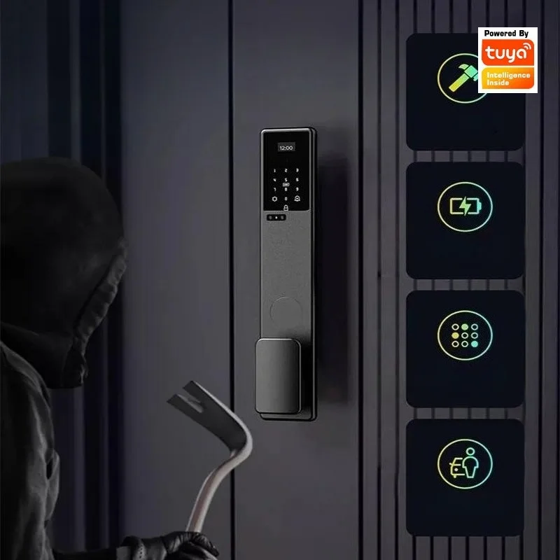 Tuya Wiifi New Aluminum Alloy Smart Door Lock with Facial Recognition Fingerprint Password and Palm Print Access
