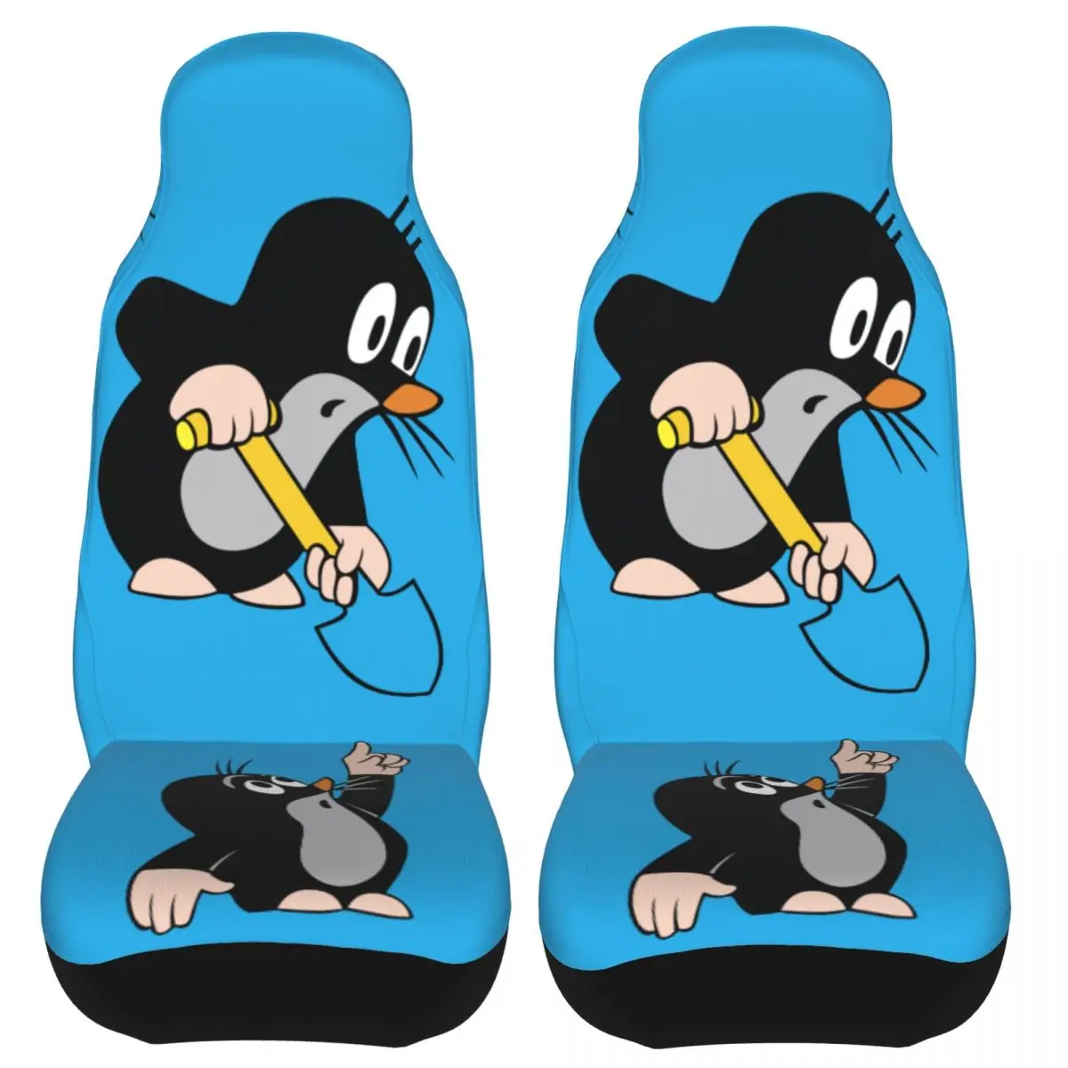 Mole Pointing Universal Car Seat Cover Four Seasons For SUV Krtek Little Maulwurf Cute Cartoon Seat Covers Polyester Fishing