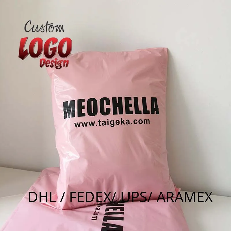 Custom pink black poly Courier Waterproof Mailing Bags recyclable clothing packages shipping bags plastic packaging