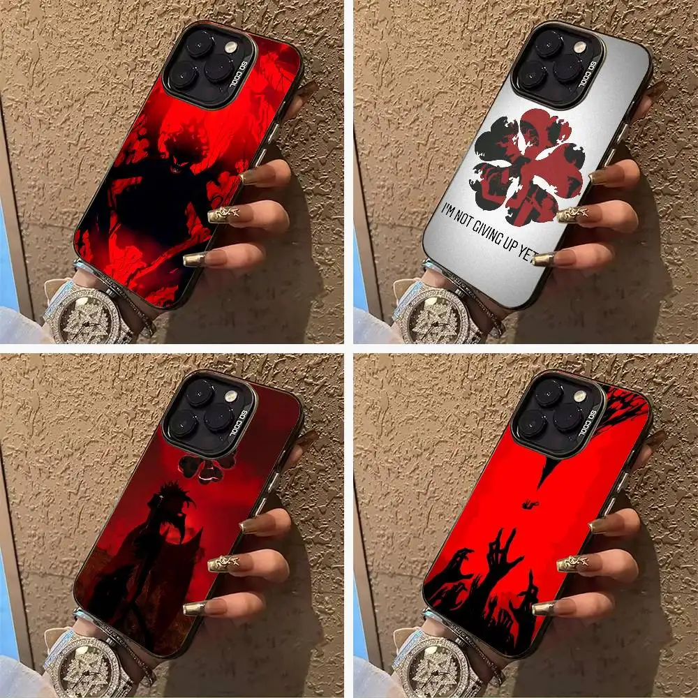 

Hot anime-Black-C- Clover For iPhone 17 16 15 14 13 12 11 Pro Max XS 17 Air Silicone Colored Silver Bumper Cover