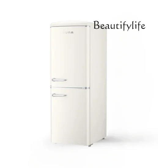 Retro double door household air-cooled bacteriostatic cream wind embedded living room high-value small refrigerator