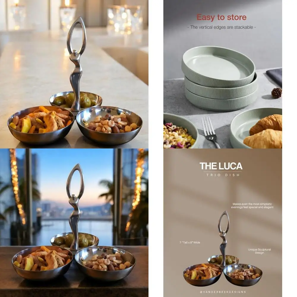 

Миска для закусок из нержавеющей стали с 3 отделениями — элегантное сервировочное блюдо для орехов, оливок, конфет, закусок