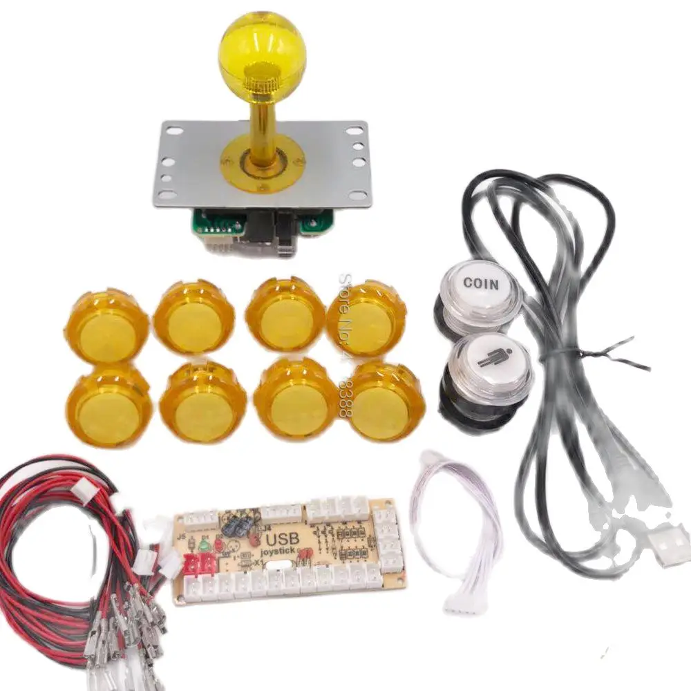 Zero Delay Joysticks Arcade DIY Kit USB Encoder To PC Raspberry Pi Copy Sanwa Joystick+ LED Light Illuminated Push Button