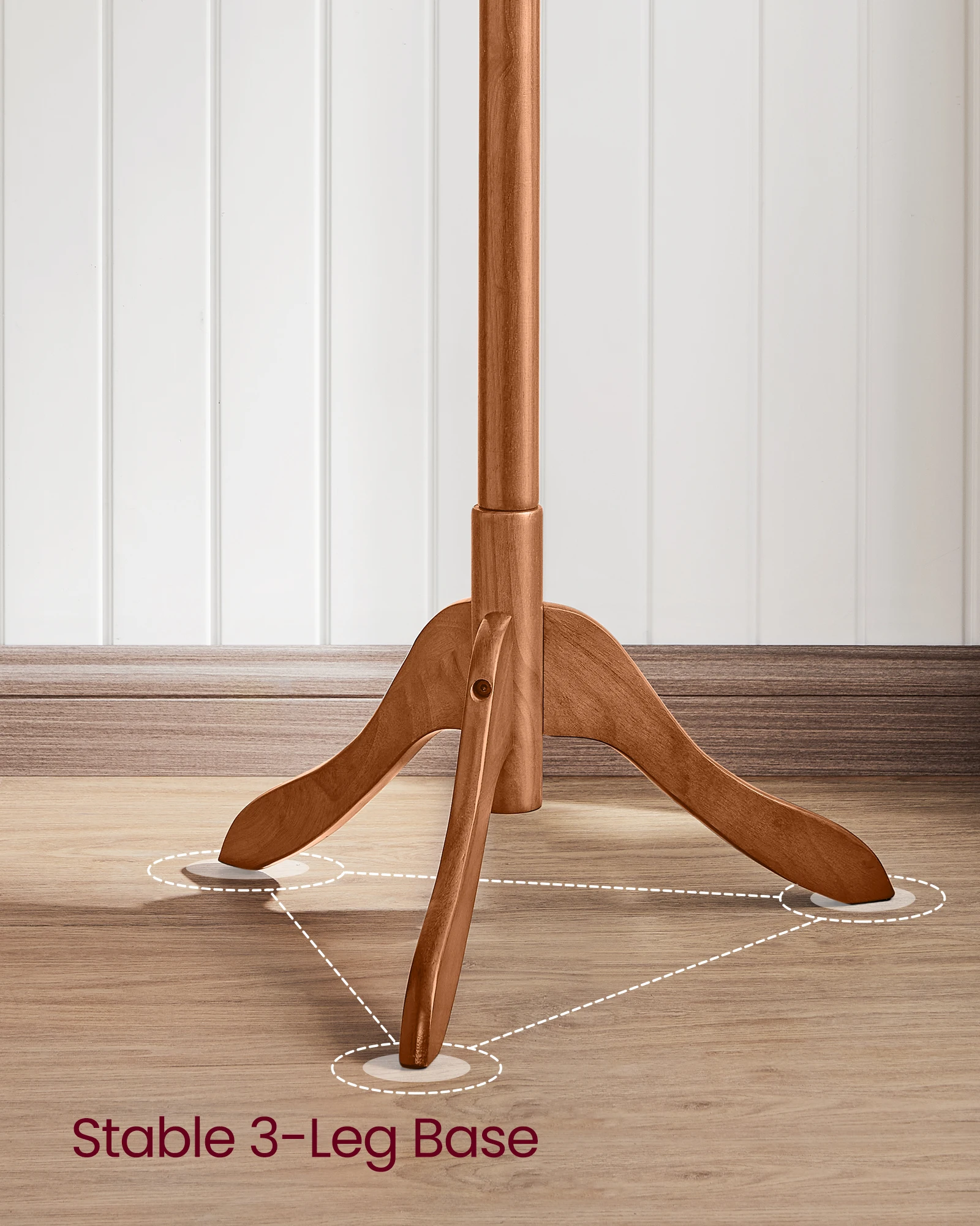 رف معطف VASAGLE من الخشب الصلب، رف معطف على شكل شجرة قائم بذاته مع 8 خطافات، 3 خيارات للارتفاع، للملابس والقبعات والحقائب #5