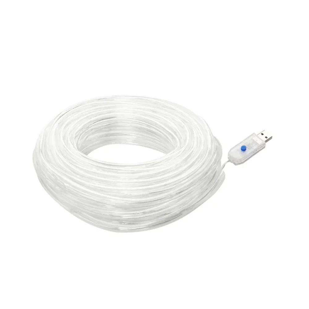 USB 5V led100  8 function silver wire PVC remote control casing string lights garden garden tube lights