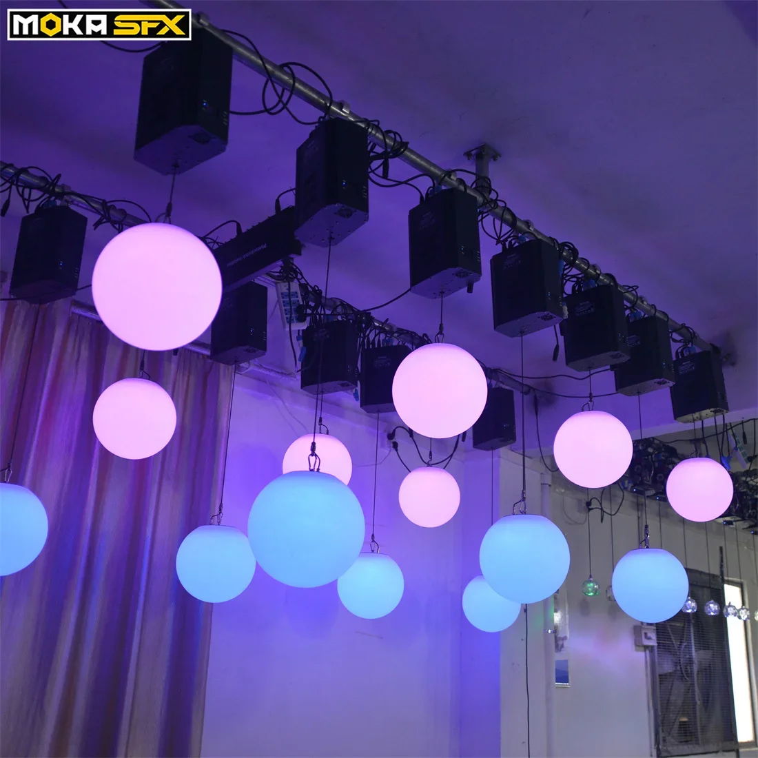 Imagem -04 - Moka Sfx Rgbw Dmx Bola de Elevação Led Efeito Luz para Boate Colorido Cinético Luz Palco Profissional para Cima para Baixo Guincho Bola Luz