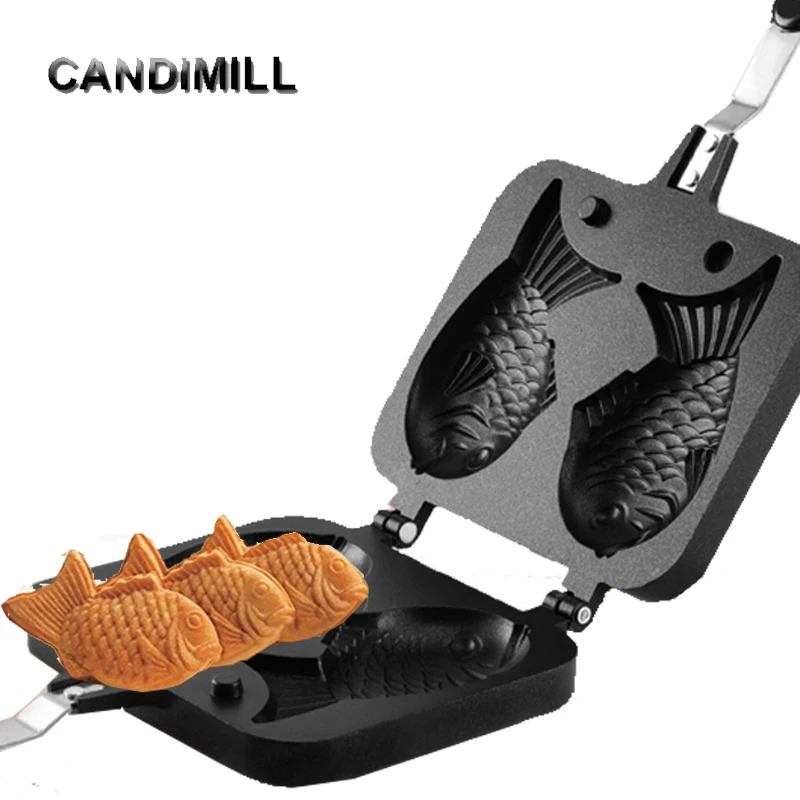 CANDIMILL Japanese Taiyaki Fish Shaped Waffle Pan Maker Non-stick Buscuit Cake Bake Bakeware DIY Cake Tool