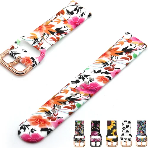 Correa de reloj de 20mm para Amazfit GTS/4/3/2/2e/Mini/GTR 4/3/Pro/2e stratos 2/3 pulsera de silicona impresa de 22mm amazfit bip 5 6