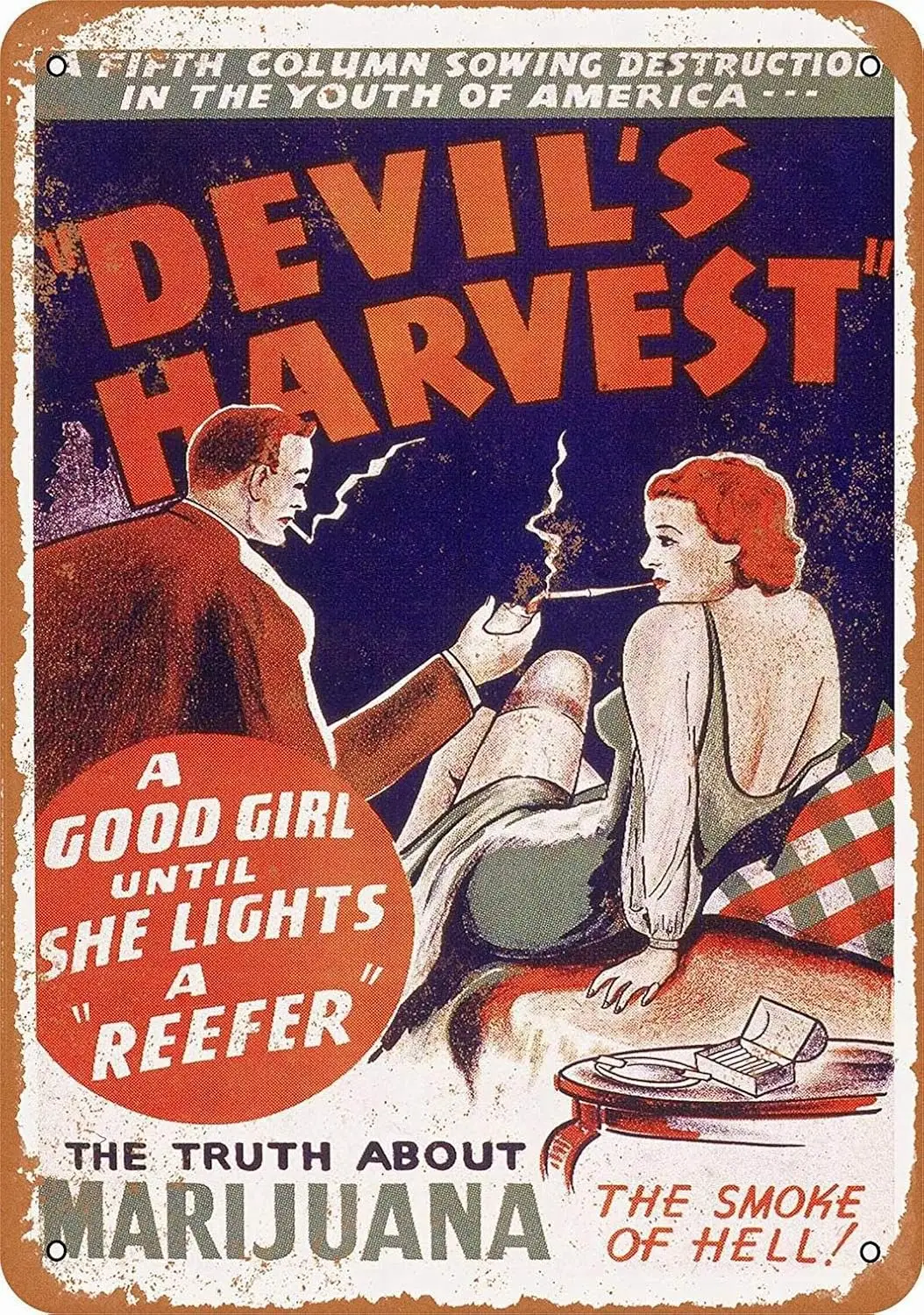 Metal Sign - Devil;s Harvest Vintage Wall Decor Art-aluminum