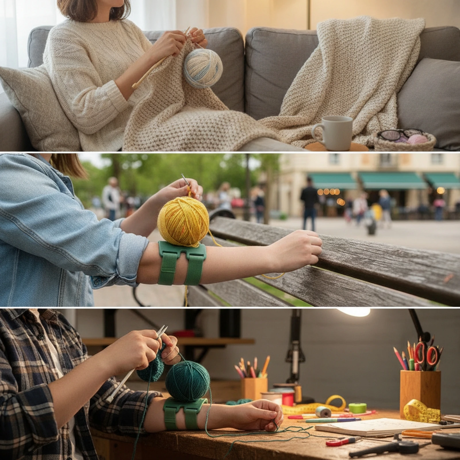 Forearm Yarn Holder Hands-Liberated Yarn Holder with Arm Strap Craft Tool Portable Adjustable for Knitters
