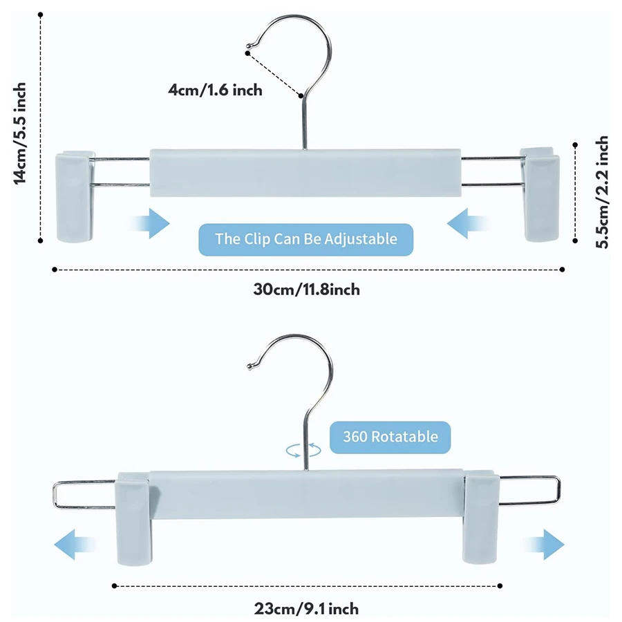 10 trouser racks with clips, five-color options, suitable for storing pants, skirts, socks, bath towels, underwear and more