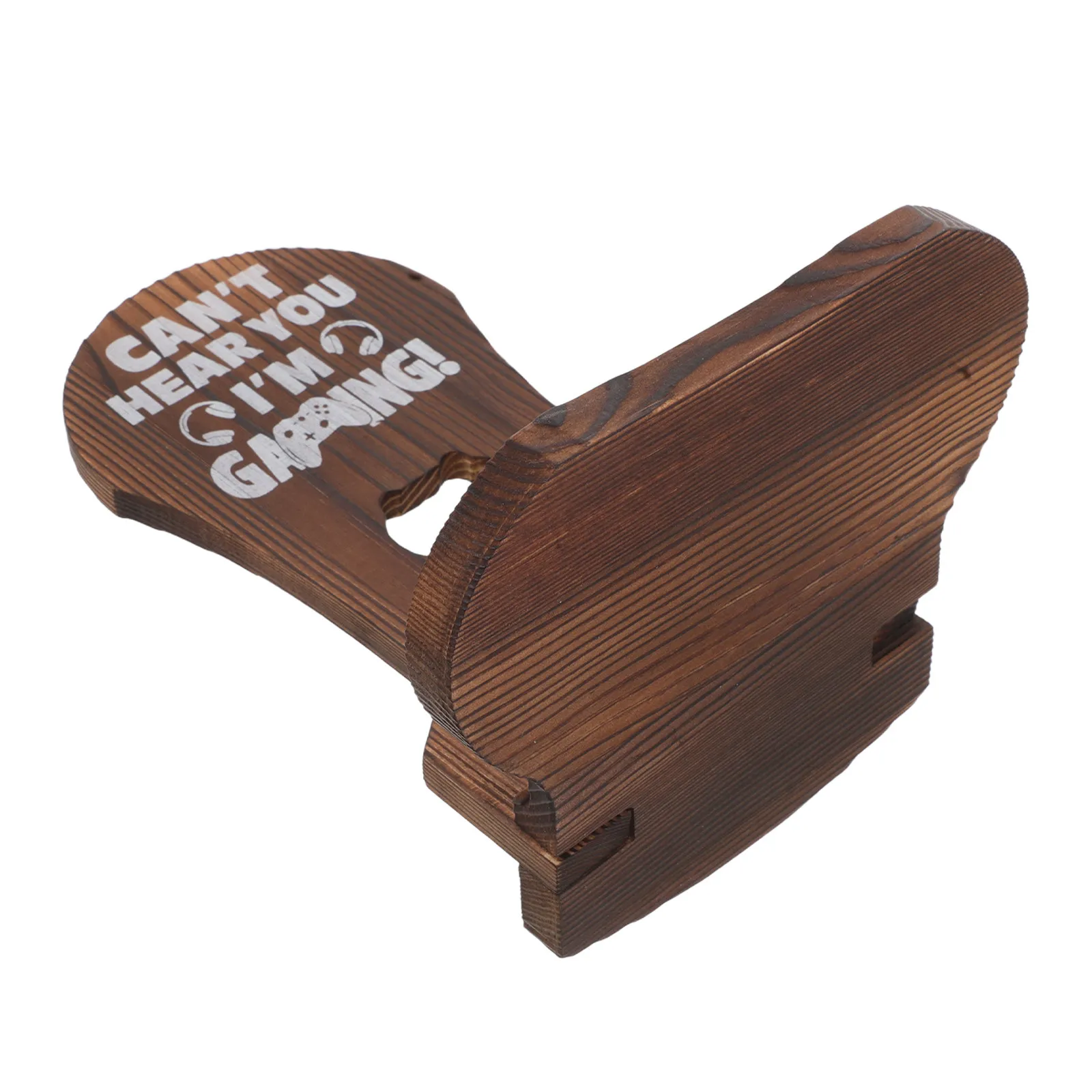 Gaming Headphone Stand Wood Desktop Organizer with Stable Base for Over Ear Headsets Minimalist Desk Setup Accessory