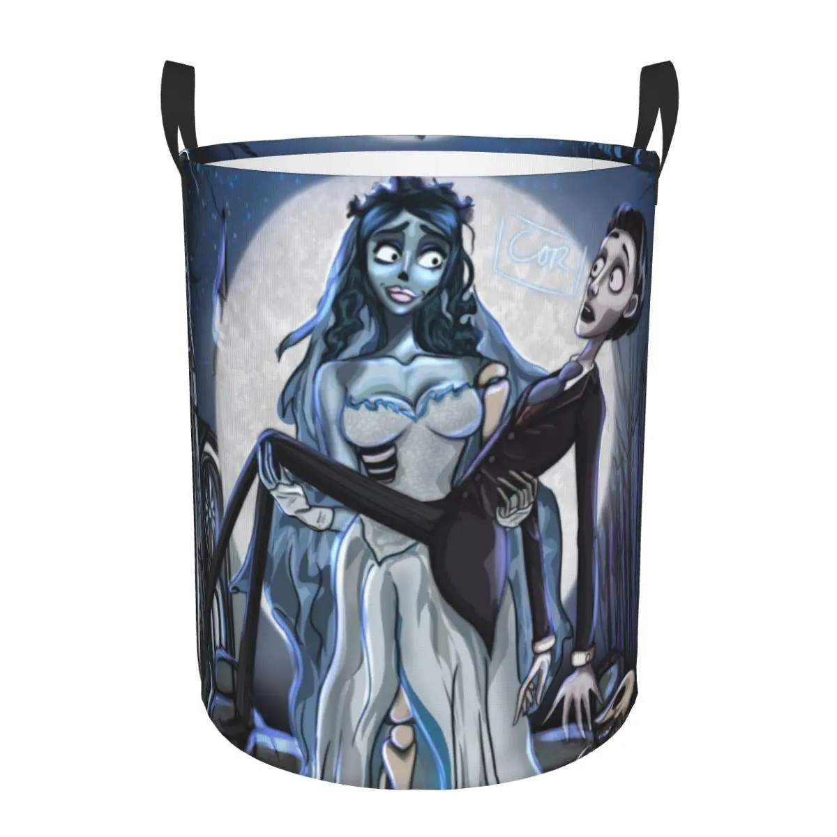 The Corpse Bride Emily And Victor Laundry Basket Collapsible Halloween Scary Movie Baby Hamper for Toys Organizer Storage Bins