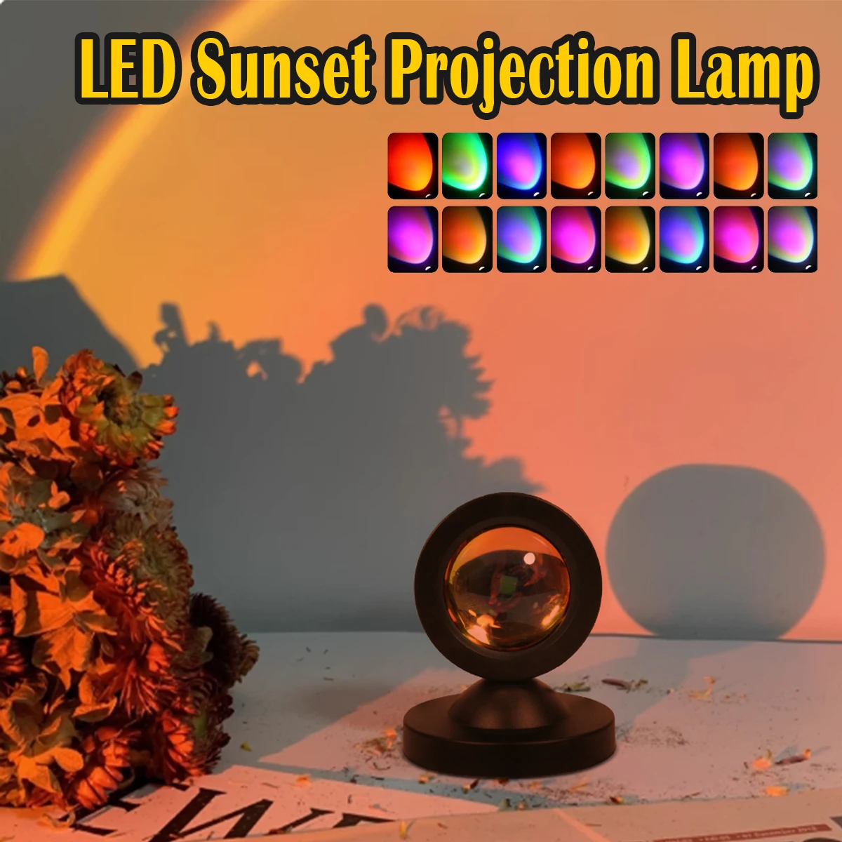 

Sunset Light Lamp With Remote Control Lampu Led Rgb Usb Powered Projector Atmosphere Photo Background Rainbow Mood Lighting Wall