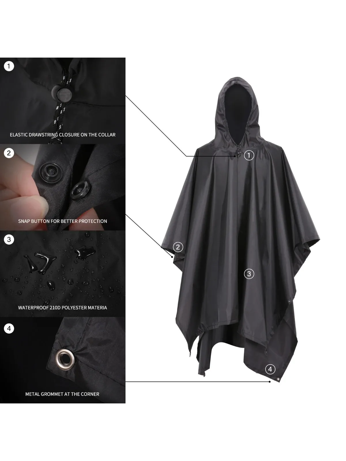 AliExpress LIXADA 3-in-1 Picnic Mat Blanket Sun Shelter Waterproof Rain Poncho Lightweight Hooded Rain Coat for Outdoor Camping Cycle Climbing