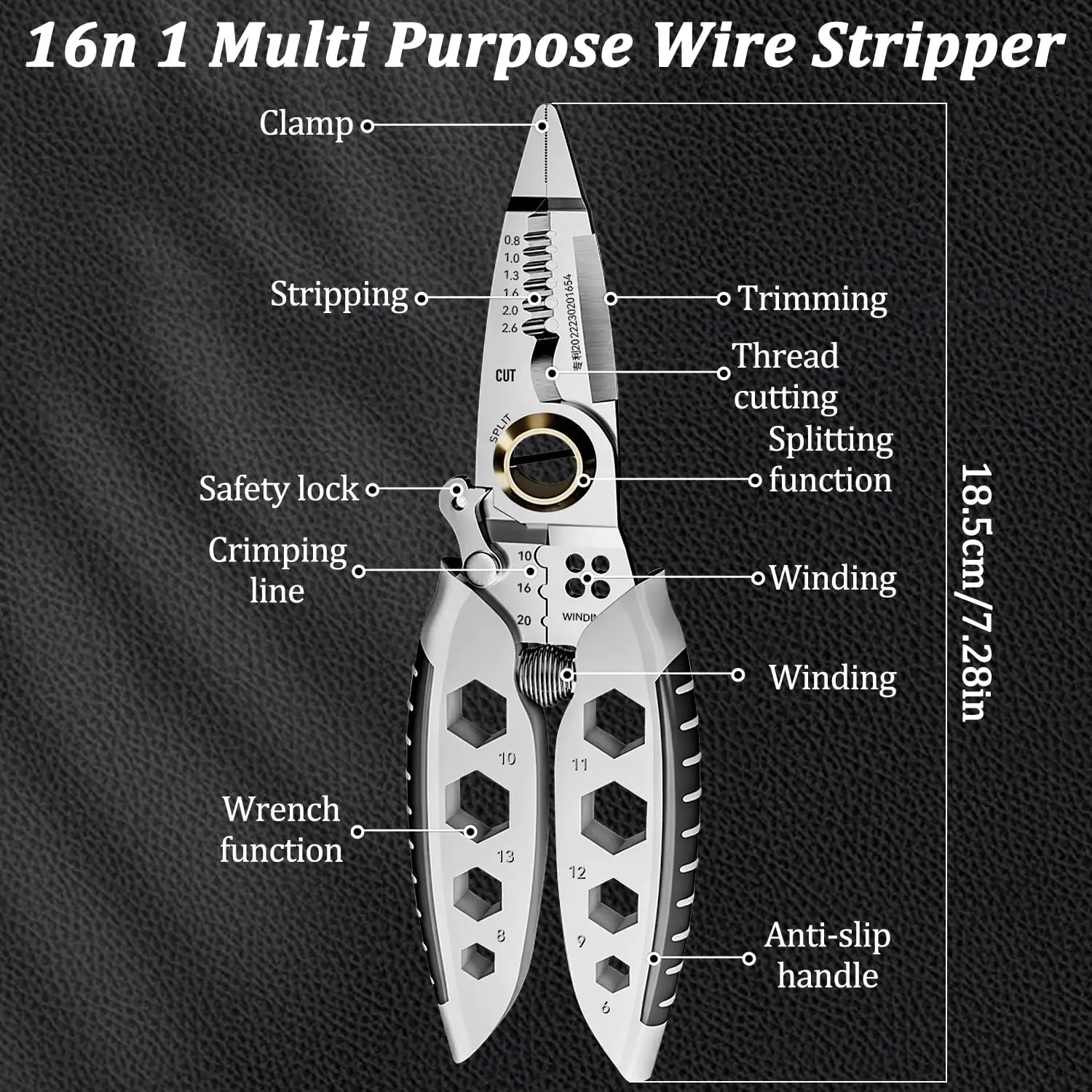 7-Inch Multipurpose Wire Stripper,Wire Strippers And Crimping Tool,Heavy Duty Multi-Purpose Electrical Wire Stripping Tool