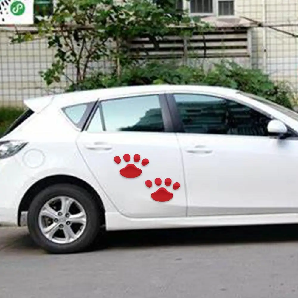 

2Pcs PVC Cat Dog Footprint Door Mirror Windshield Decals Autos Window Decal Car Stickers Footprint Sticker
